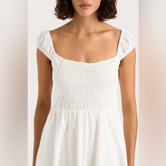 Elodie White Smocked Mini Dress - Picture 3 of 3